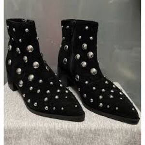 Kenneth Cole Black and Silver Studded Ankle Boots Size 8, With original box